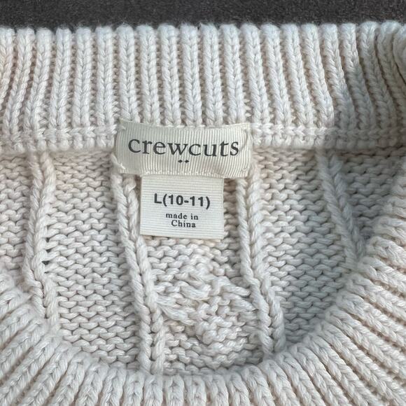 Crew Cuts Kids Cream Cable Knit 100% Cotton Sweater Unisex Size 10-11 - Picture 3 of 8